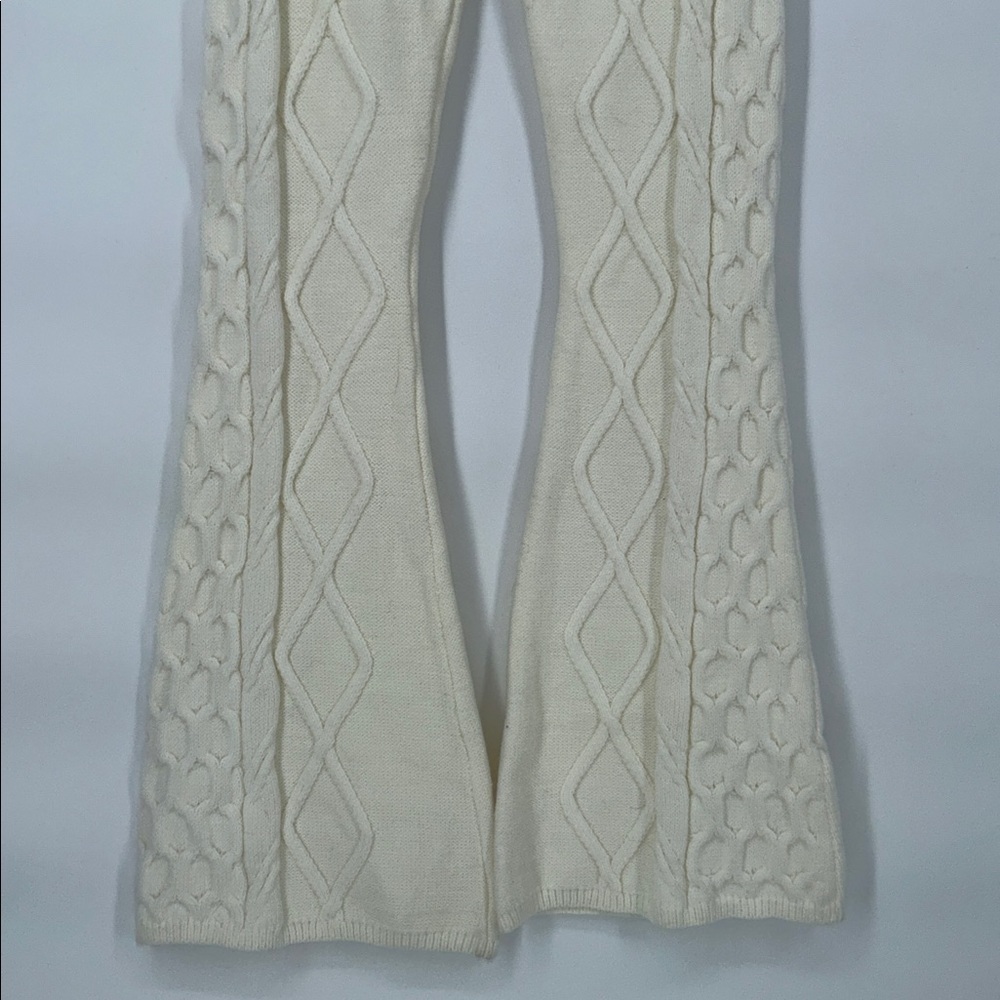 FreePeople Snowfall pants Size XS Cream Knit Flared Pants with Striped Waistband - Picture 5 of 14
